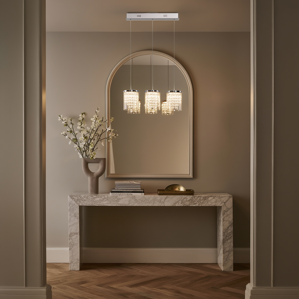 Chrome K9 Crystal LED Kitchen Island Pendant | Lunalight