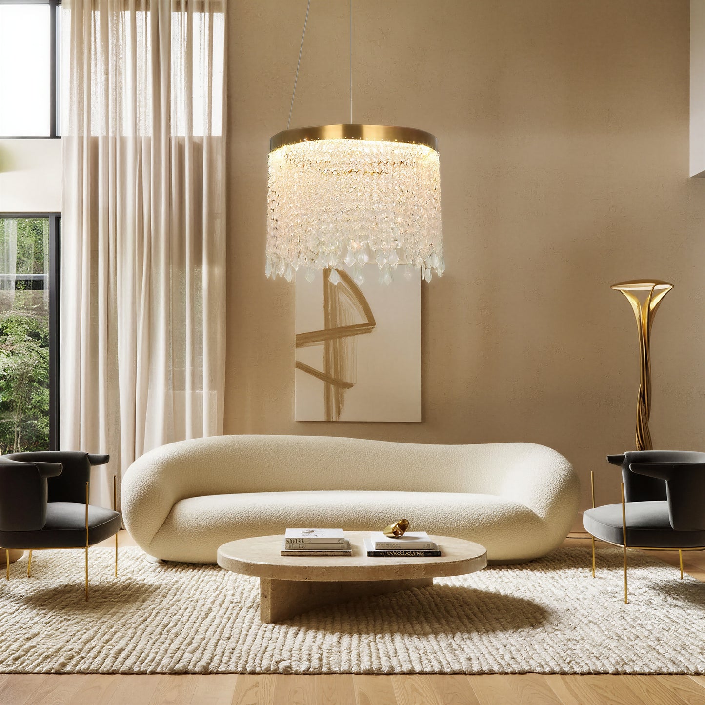 Gold Drum Crystal Pendant Chandelier | Lunalight