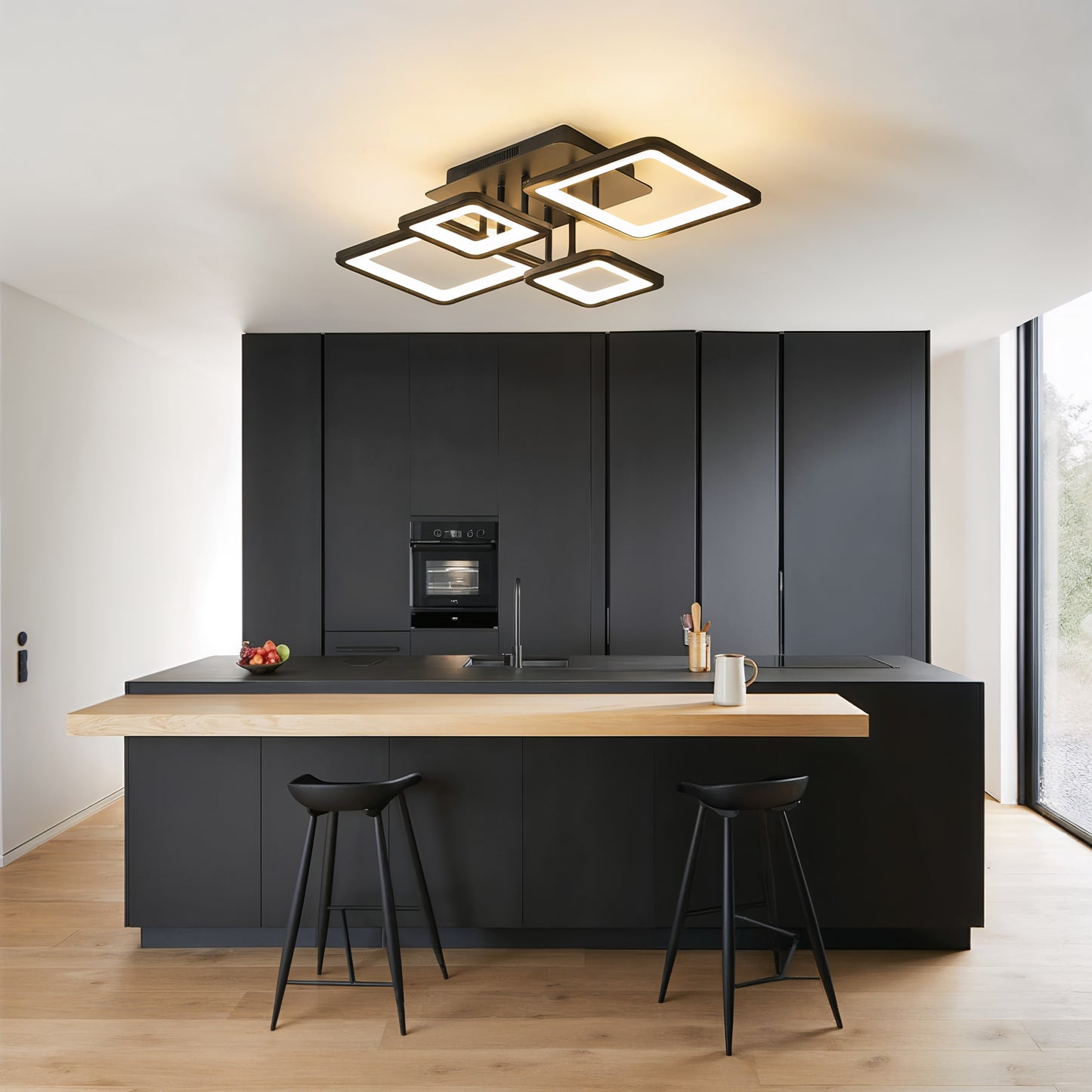 Black Square Frame LED Ceiling Light | Lunalight