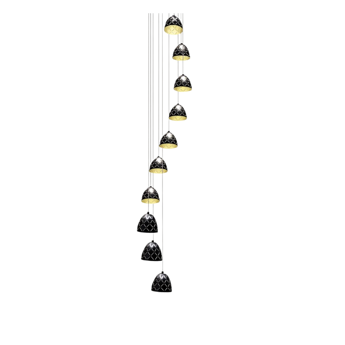 Black 10-Light Staircase Chandelier | Dimmable LED Remote