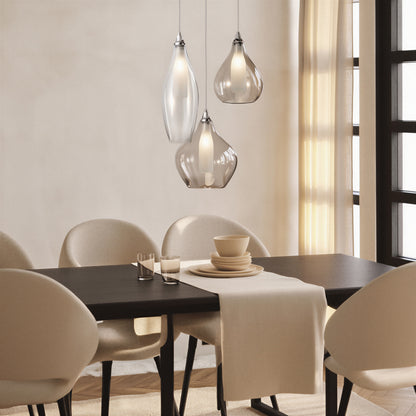 3-Light Smoked Glass Cluster Pendant Light