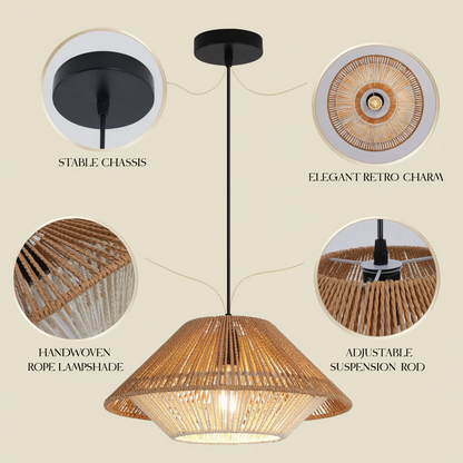 Rattan Farmhouse Cone Pendant Light | Lunalight