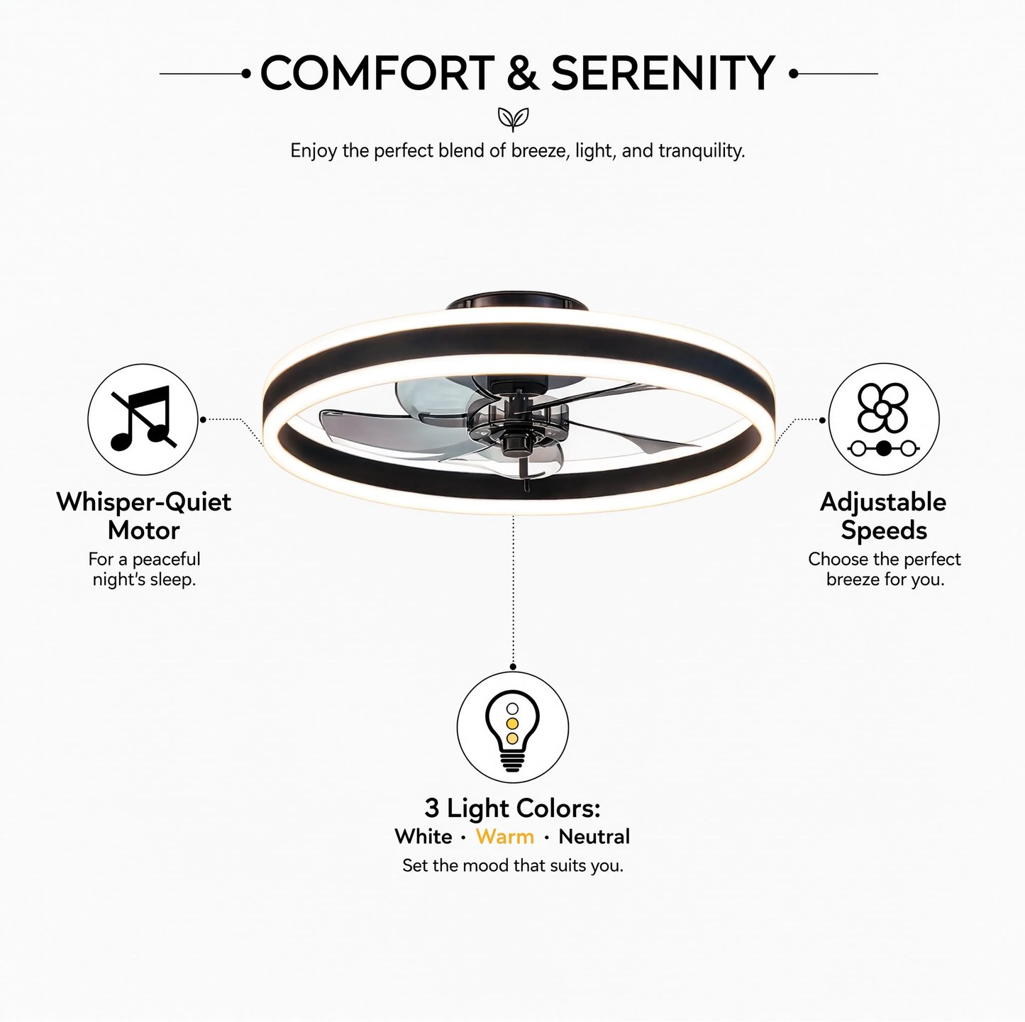 50cm Smart LED Ceiling Light Fan Remote Control