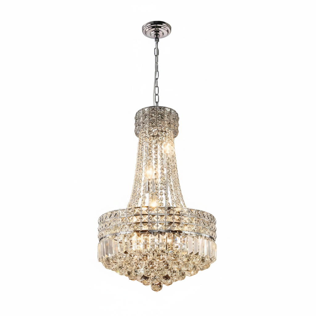 Chrome Crystal Empire Chandelier 42cm | Adjustable | E14