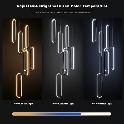 Black 8-Light Staircase Chandelier | Dimmable LED | App Control