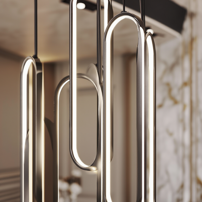 Black 8-Light Staircase Chandelier | Dimmable LED | App Control