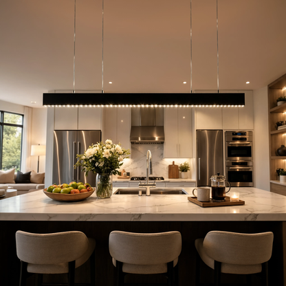 Modern Black LED Linear Pendant Light 120cm | Kitchen Island