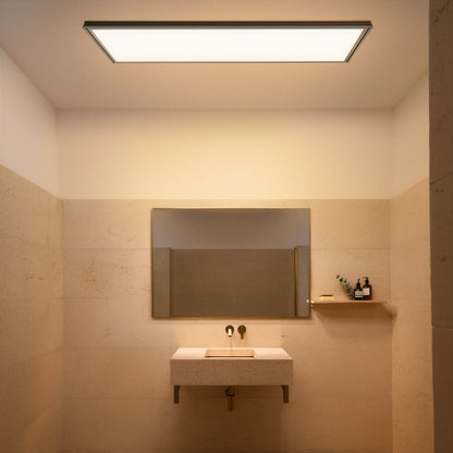 Black IP44 LED Bathroom Ceiling Light | Dimmable Remote Control