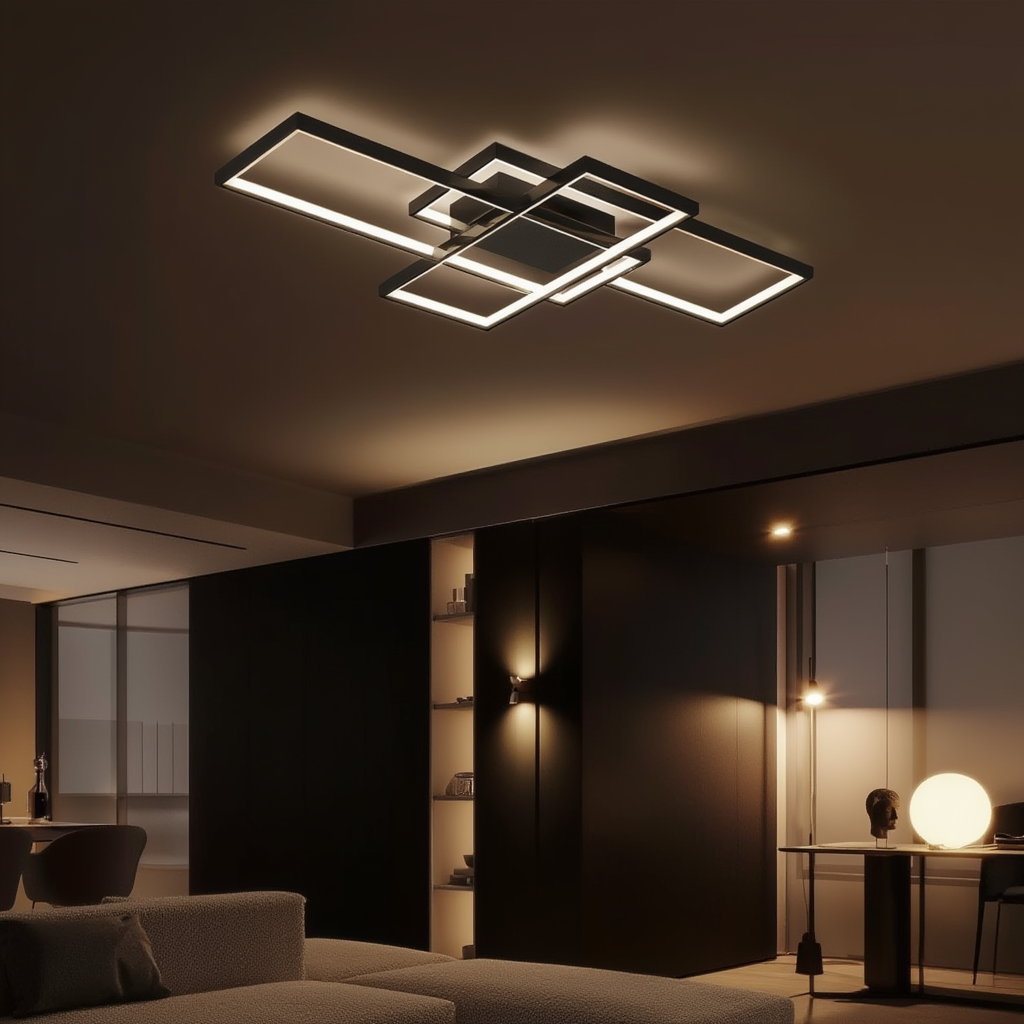Black LED Rectangle Ceiling Light Dimmable
