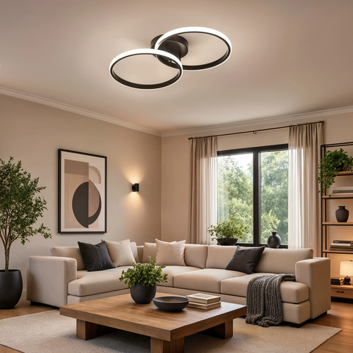 Black Large Ring LED Ceiling Light