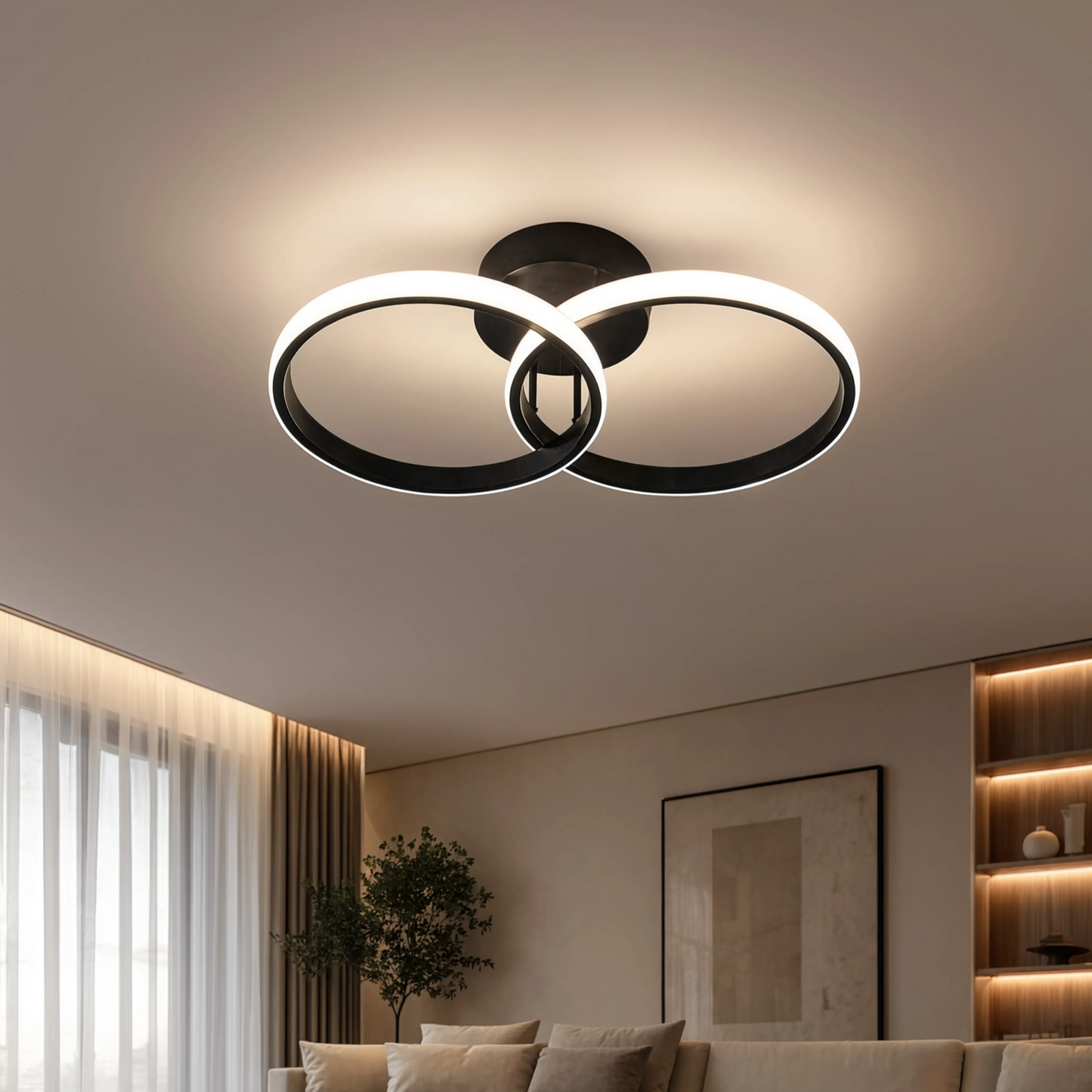 Black Large Ring LED Ceiling Light