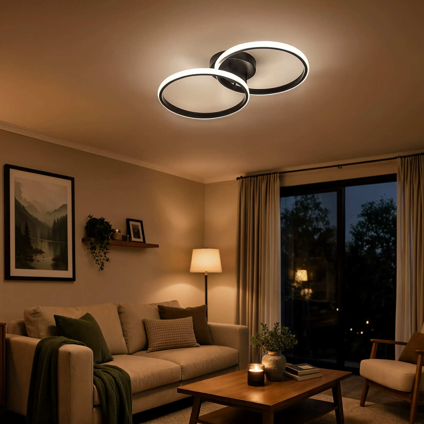 Black Large Ring LED Ceiling Light