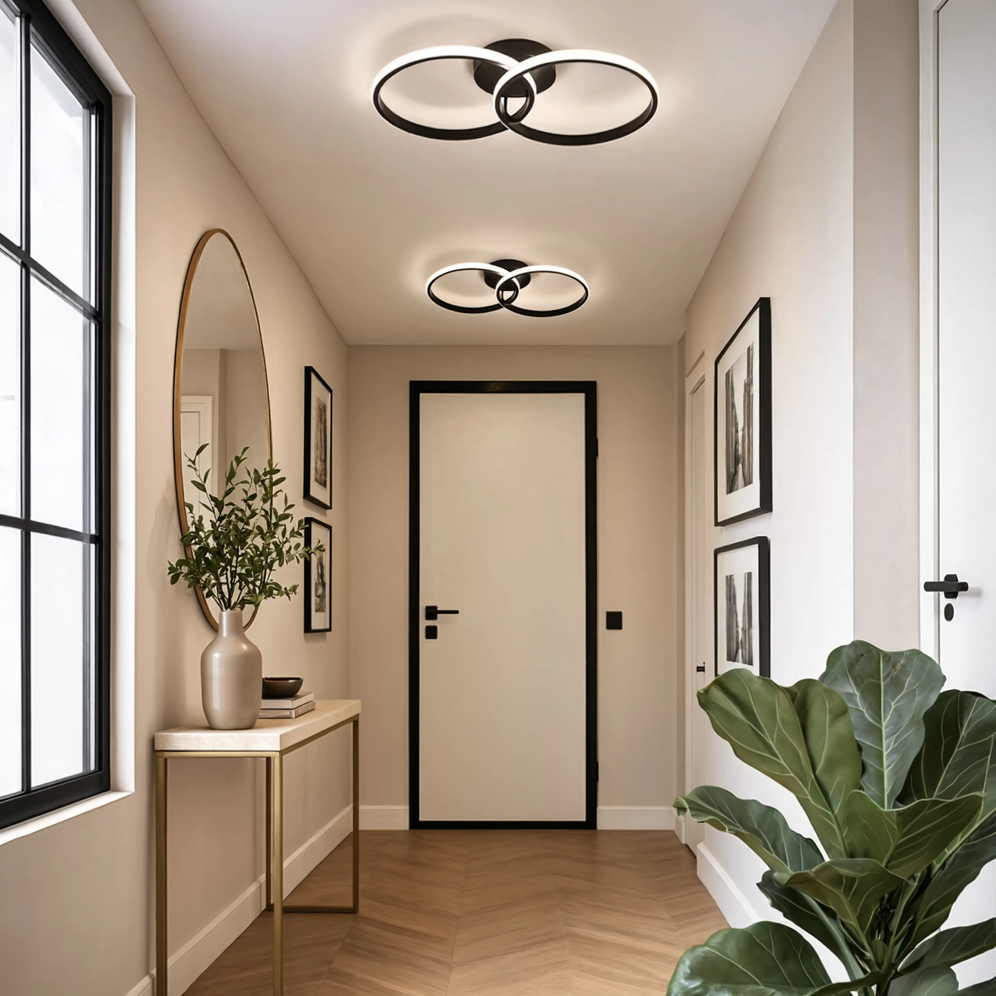 Black Large Ring LED Ceiling Light