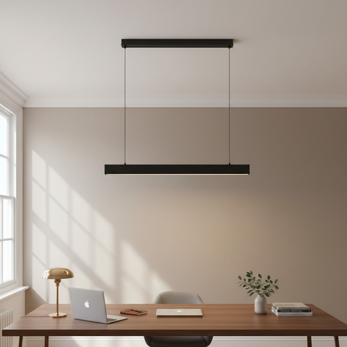 Black Linear LED Pendant Light 120cm | Kitchen Island | 48W