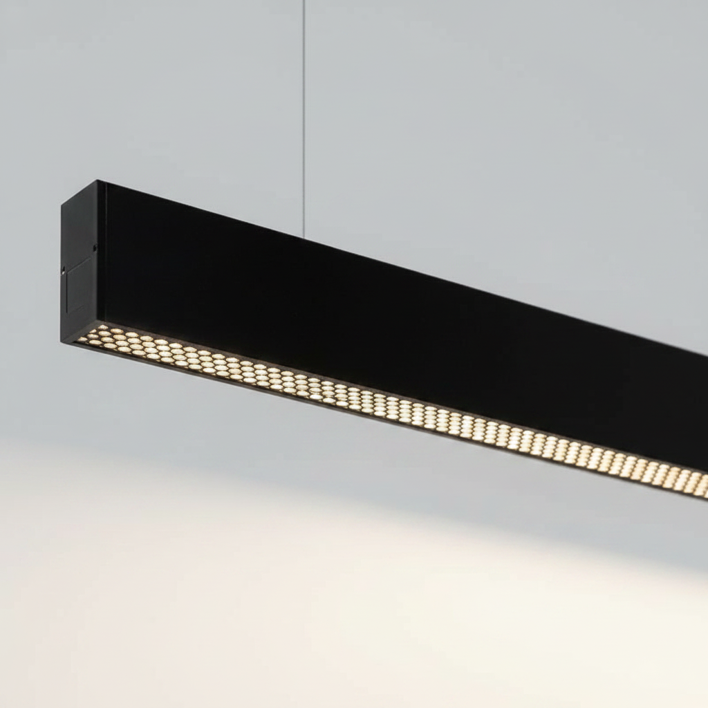 Black Linear LED Pendant Light 120cm | Kitchen Island | 48W