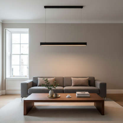Black Linear LED Pendant Light 120cm | Kitchen Island | 48W