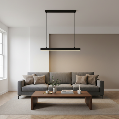 Black Linear LED Pendant Light 120cm | Kitchen Island | 48W