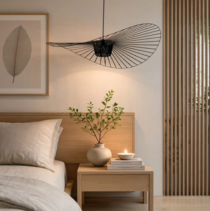 Nordic Straw Hat Fabric Pendant Light E27 Bulb Included | Lunalight