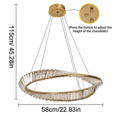 Gold Crystal Ring Pendant Light LED