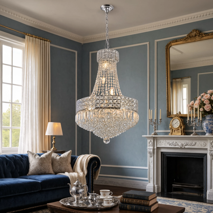 Chrome Crystal Empire Chandelier 42cm | Adjustable | E14