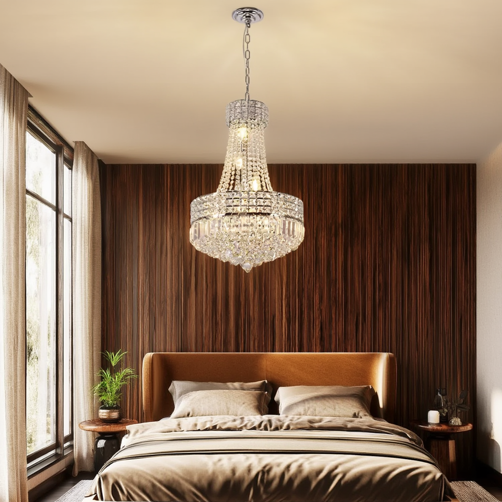 Chrome Crystal Empire Chandelier 42cm | Adjustable | E14