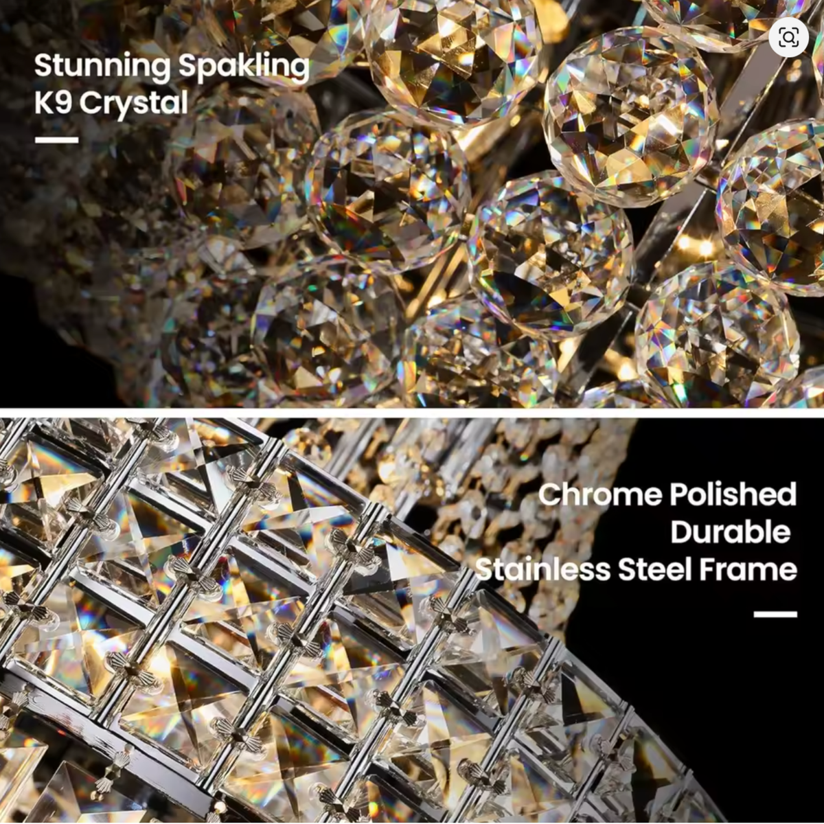 Chrome Crystal Empire Chandelier 42cm | Adjustable | E14