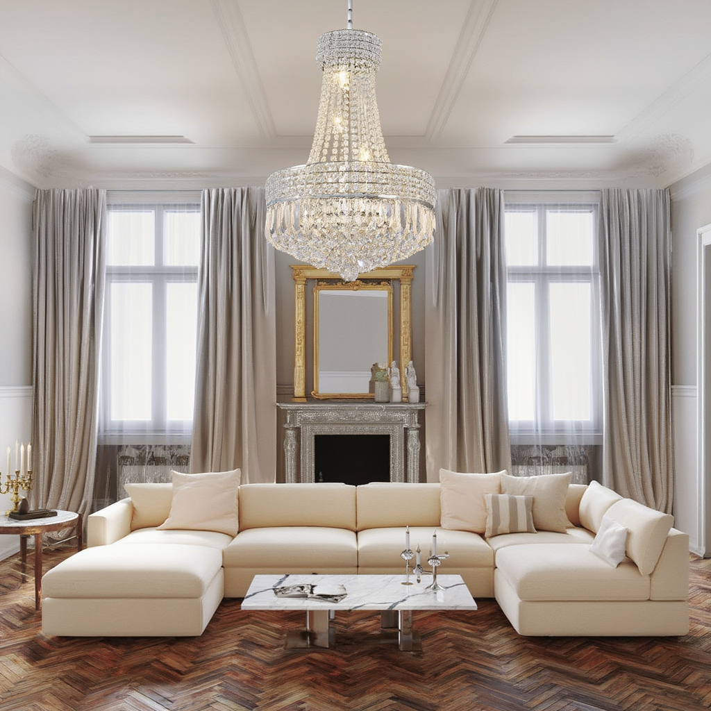 Chrome Crystal Empire Chandelier 42cm | Adjustable | E14
