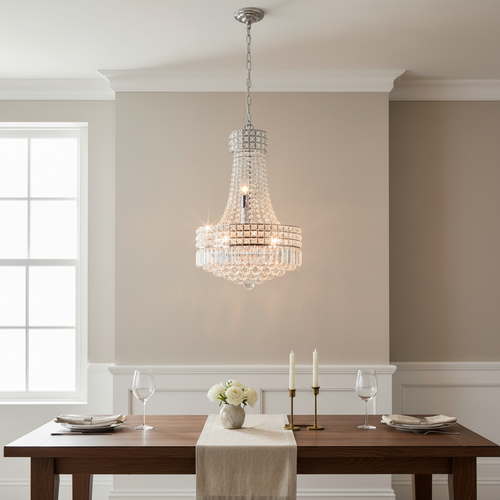Chrome Crystal Empire Chandelier 42cm | Adjustable | E14