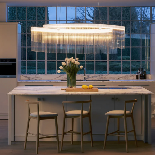 Chrome Tassel LED Pendant Light Rectangular