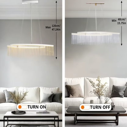 Chrome Tassel LED Pendant Light Rectangular | Lunalight