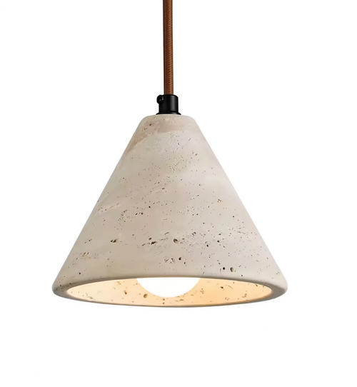 Yellow Travertine Stone Cone Pendant Light LED| Lunalight
