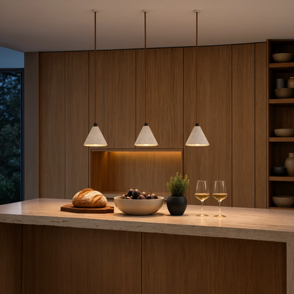 Yellow Travertine Stone Cone Pendant Light LED| Lunalight