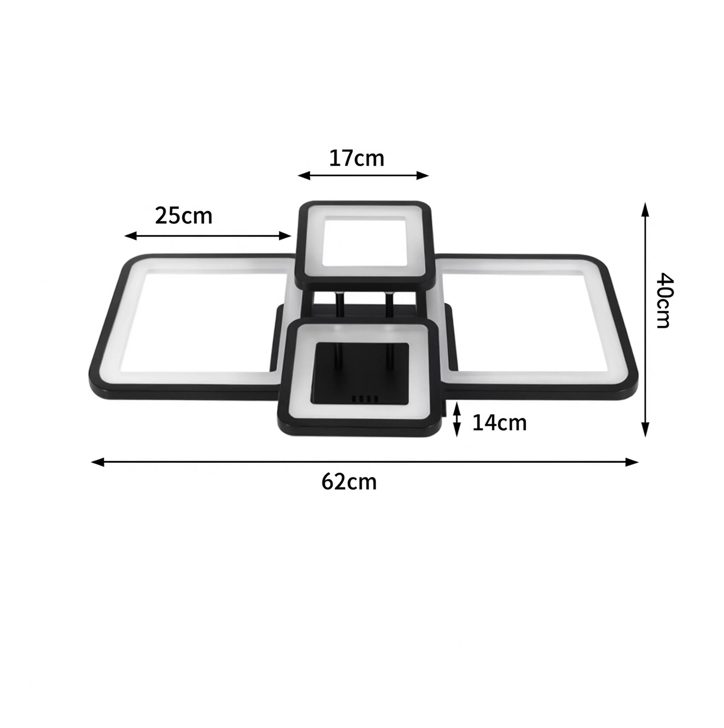 Black Square Frame LED Ceiling Light Remote Dimmable