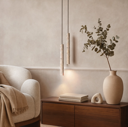 Yellow Travertine Stone Nordic Pendant Light LED | Lunalight