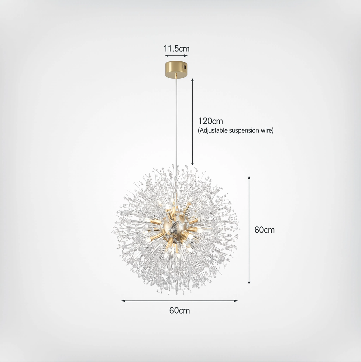 Dandelion Crystal Pendant Light | G9 | 60cm Sphere