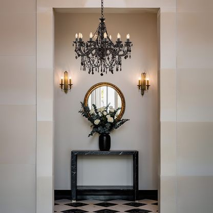 Black Beaded 12 Light Chandelier | Lunalight