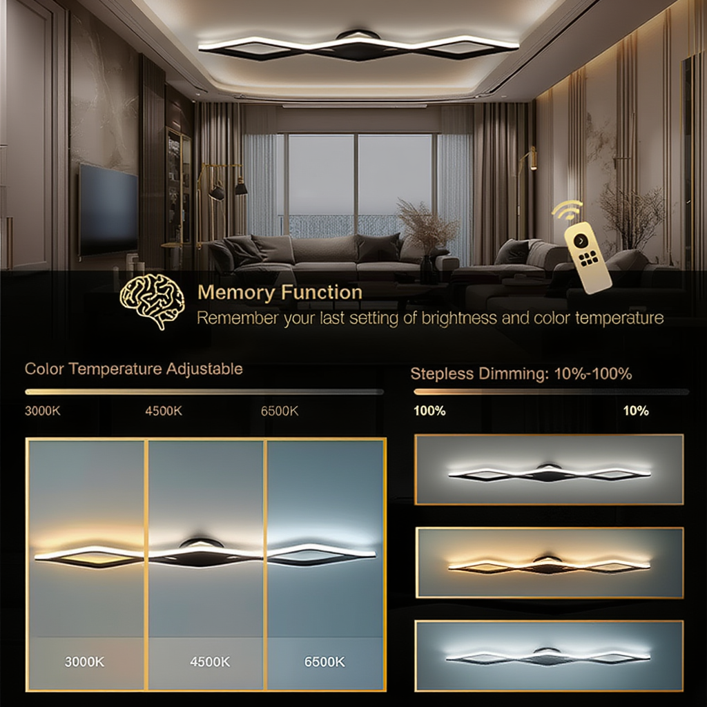 Modern Black Linear LED Ceiling Light 118cm | Lunalight