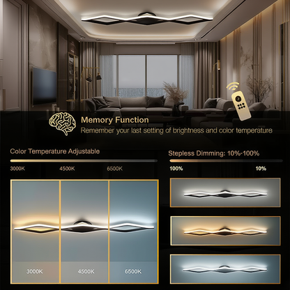 Modern Black Linear LED Ceiling Light 118cm | Lunalight