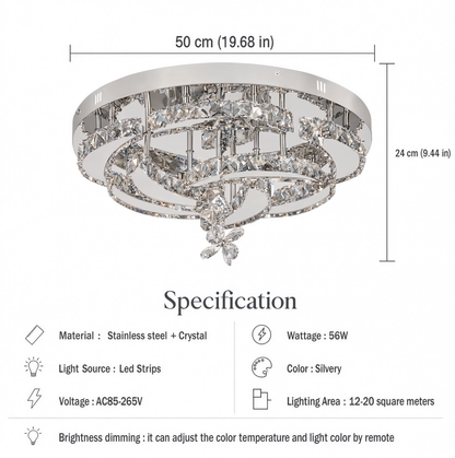 Chrome Crystal Ring Ceiling Light Dimmable