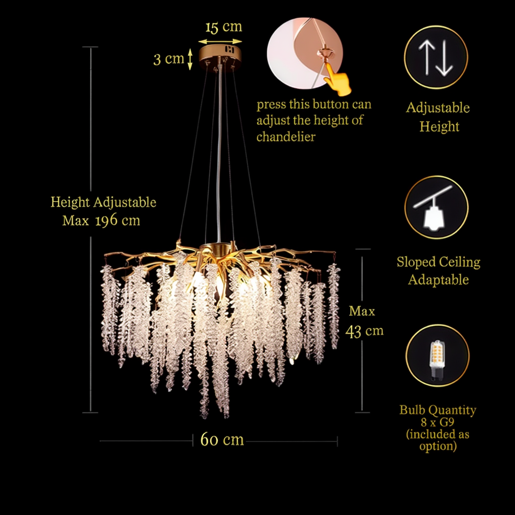 Gold Branch Crystal Chandelier 60cm | Lunalight