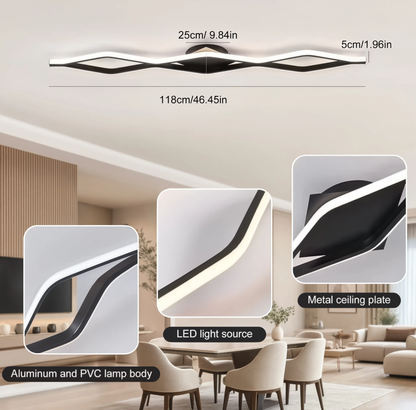 Modern Black Linear LED Ceiling Light 118cm Dimmable