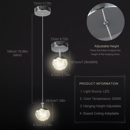 Chrome Crystal Bubble LED Pendant Light | Lunalight
