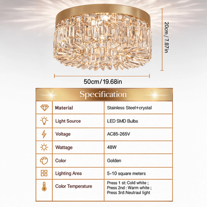 Gold Crystal Ceiling Light 50cm
