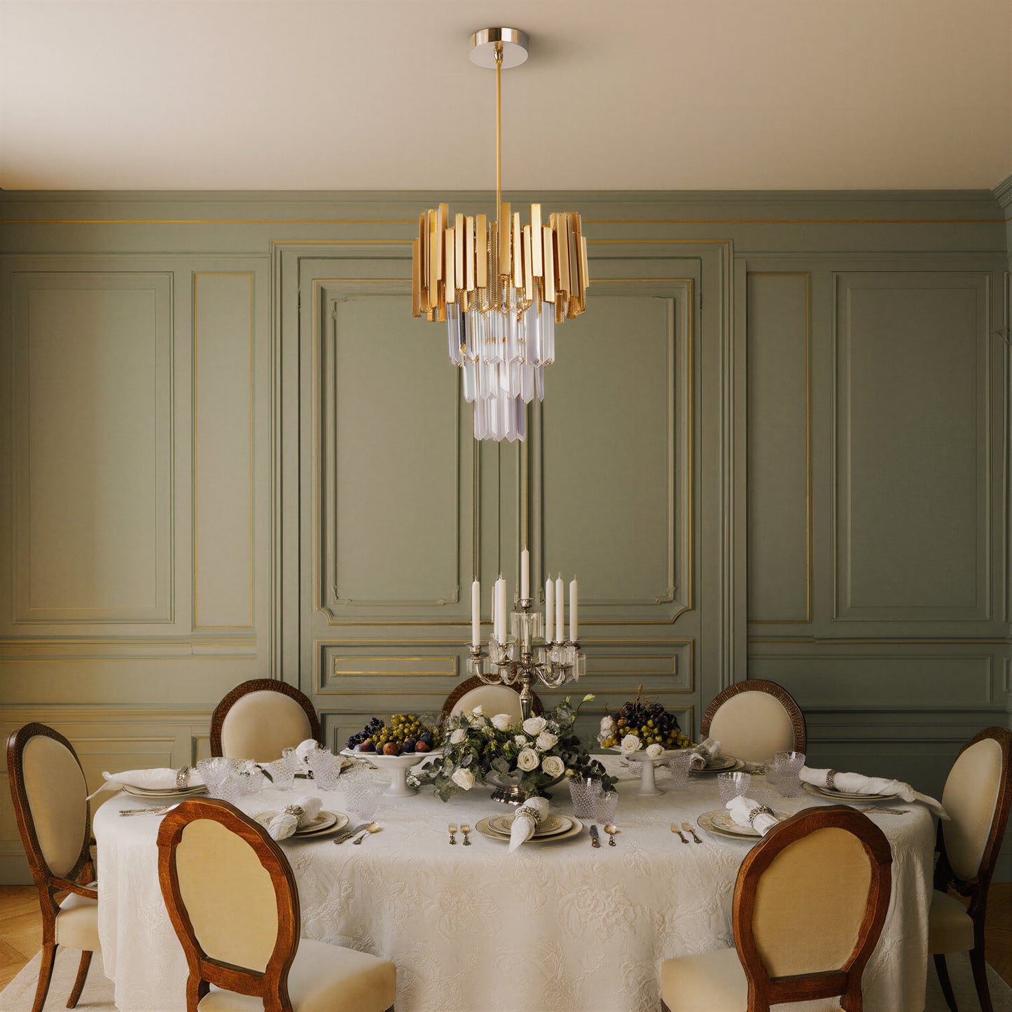 Gold Crystal Pendant Chandelier