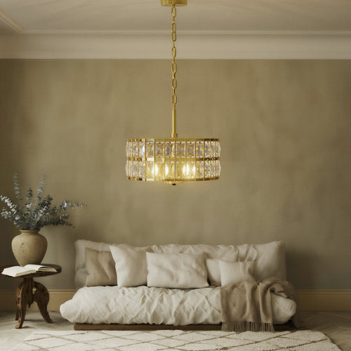 Gold K9 Crystal Pendant Light