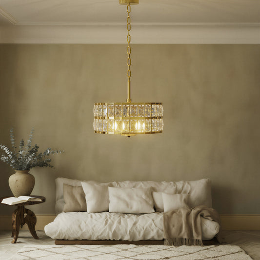 Gold K9 Crystal Pendant Light