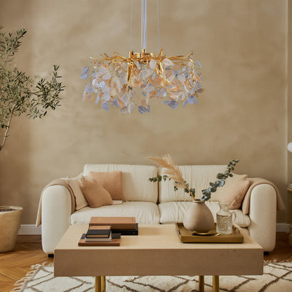 Gold Maple Crystal Pendant Light