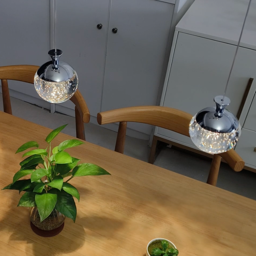 Chrome Crystal Bubble LED Pendant Light | Lunalight