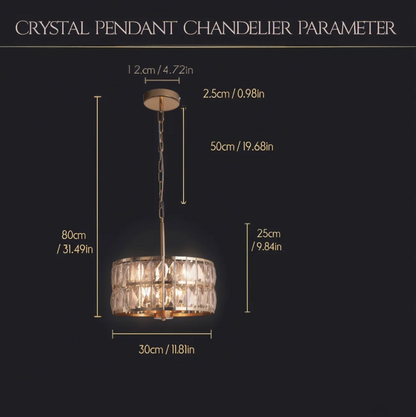 Gold K9 Crystal Pendant Chandelier | Lunalight