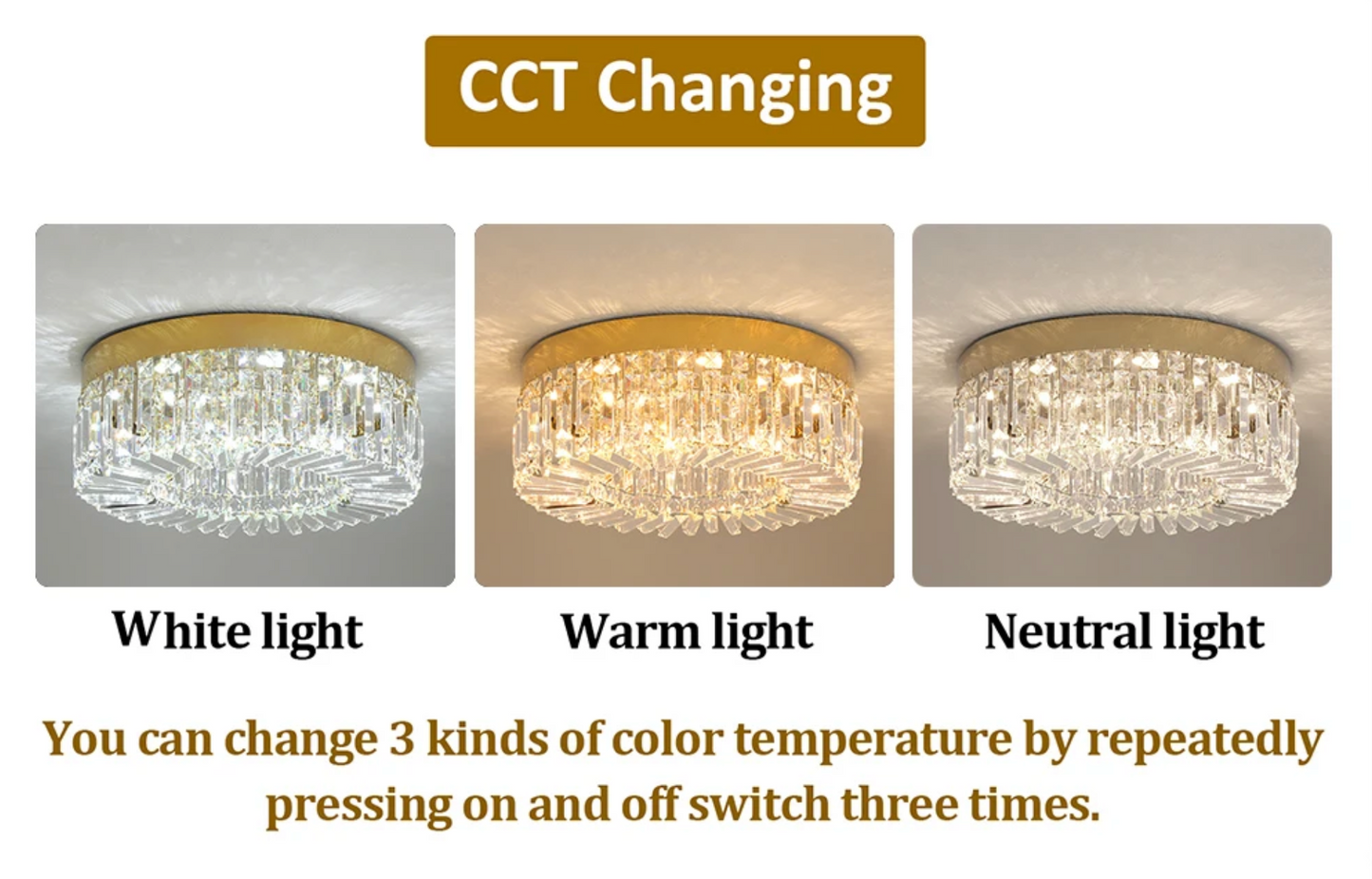 Gold Crystal Ceiling Light 50cm | Lunalight